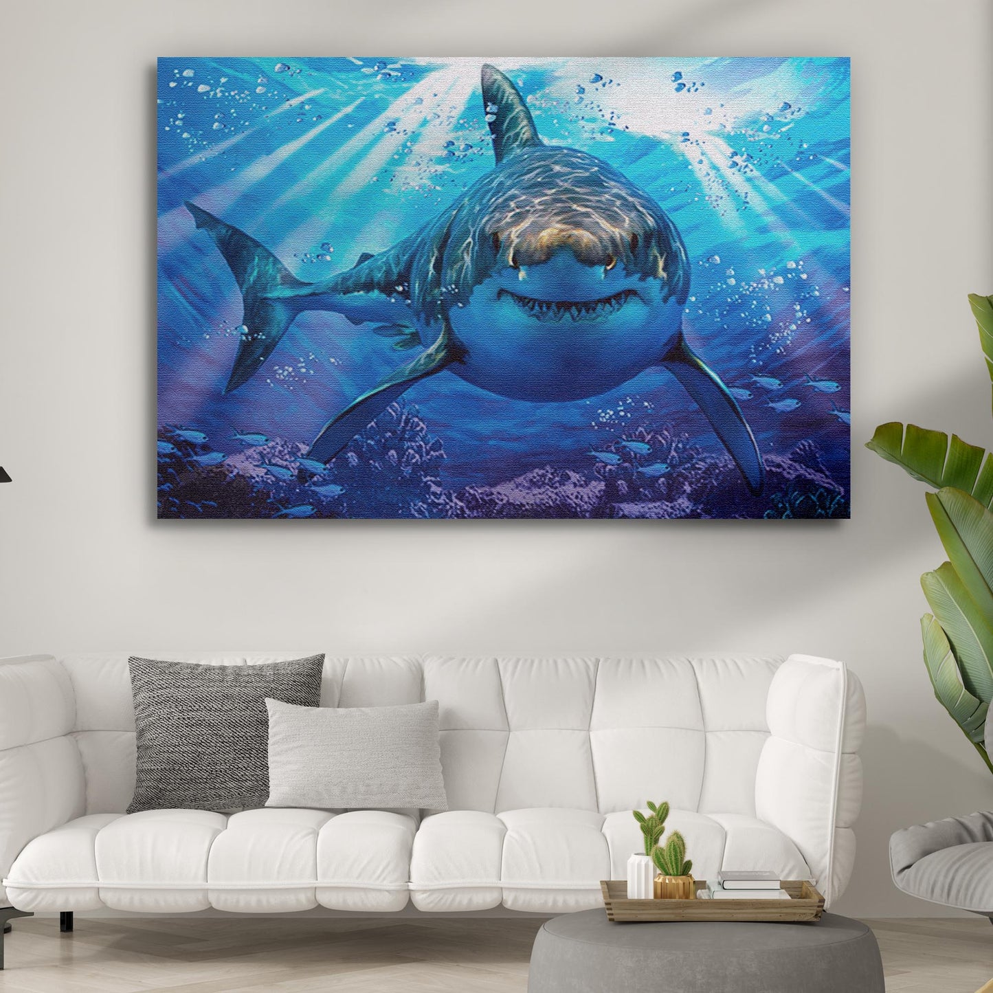 Underwater White Shark Canvas Wall Art