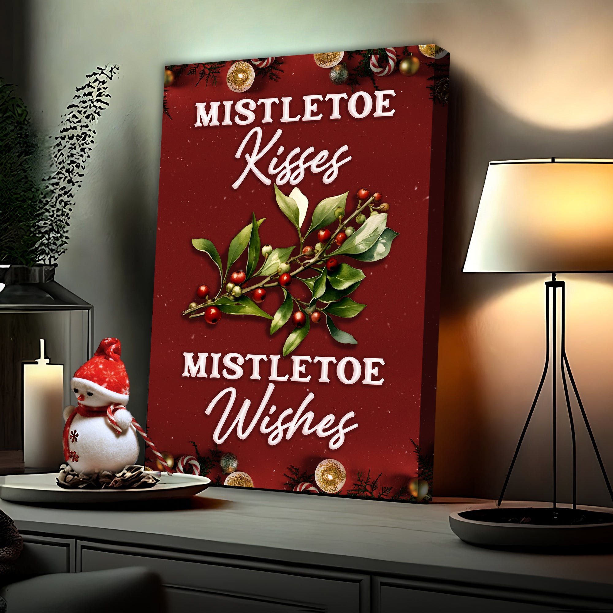Kisses And Wishes Mistletoe Sign – Metal Sign Barn