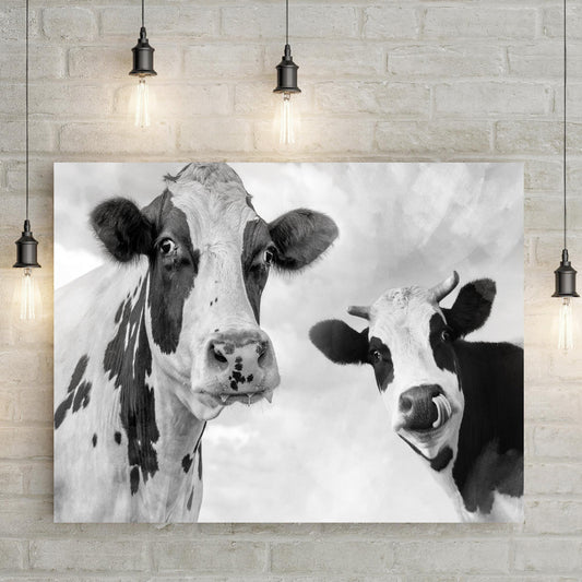 Monochrome Holstein Cows Canvas Wall Art