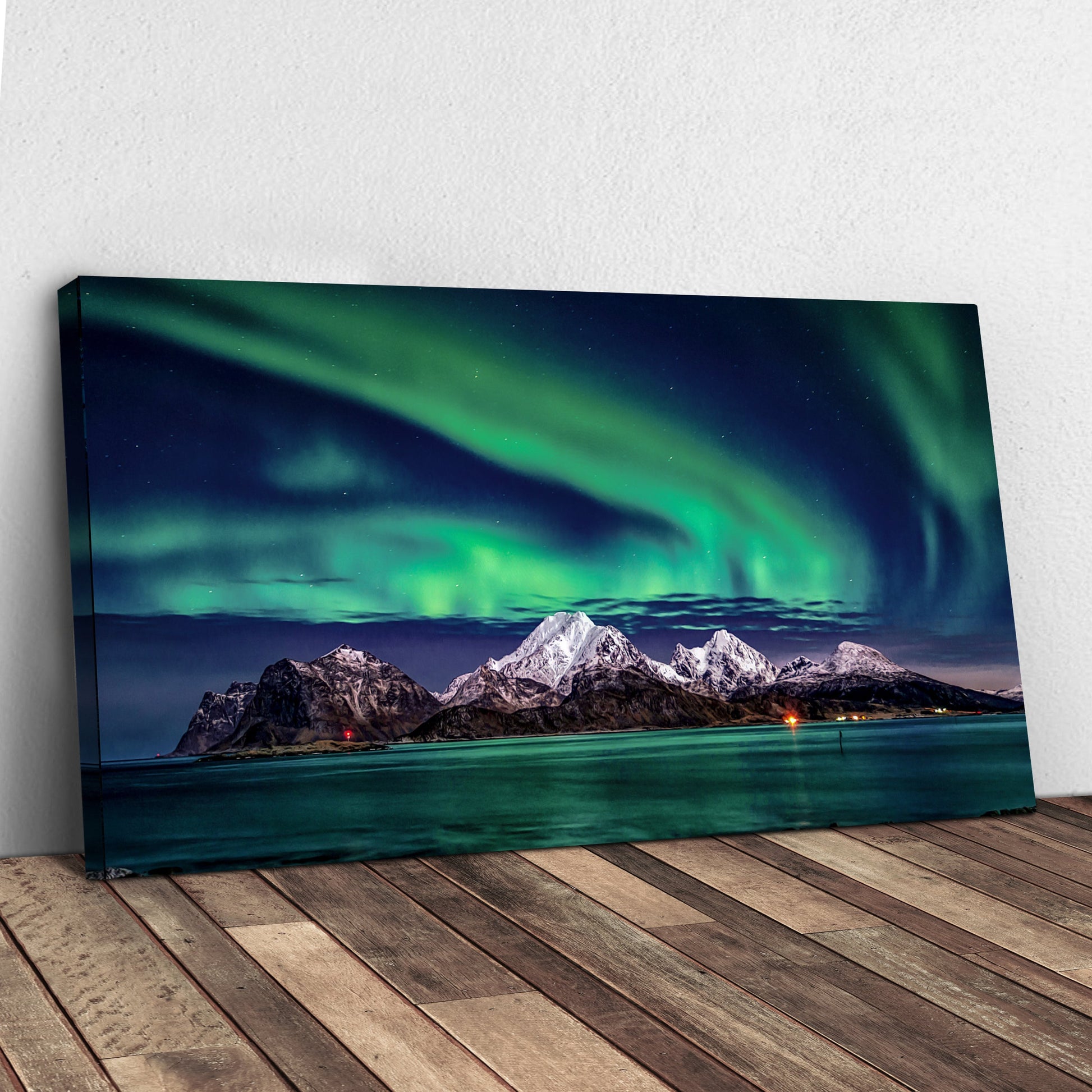 Lake And Northern Lights Canvas Wall Art