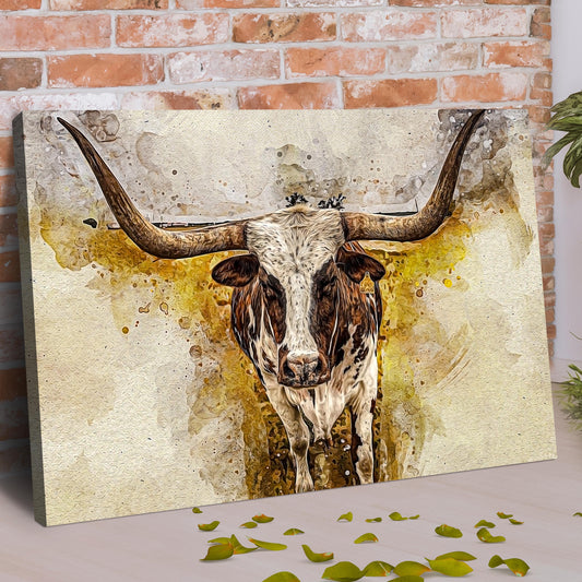 Texas Longhorn Watercolor Like Canvas Wall Art