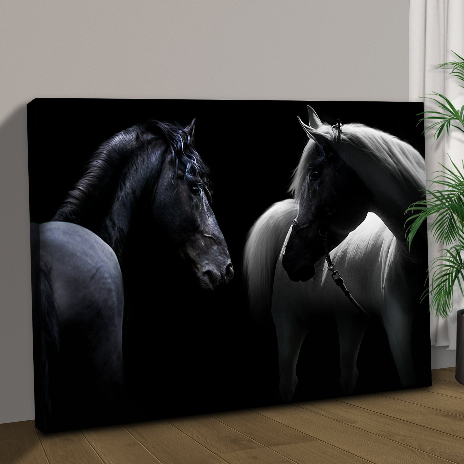 Monochromatic Horses Canvas Wall Art