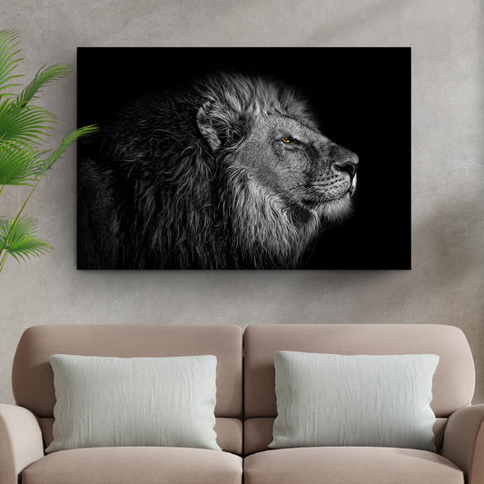 Black And White Lion Head Canvas Wall Art