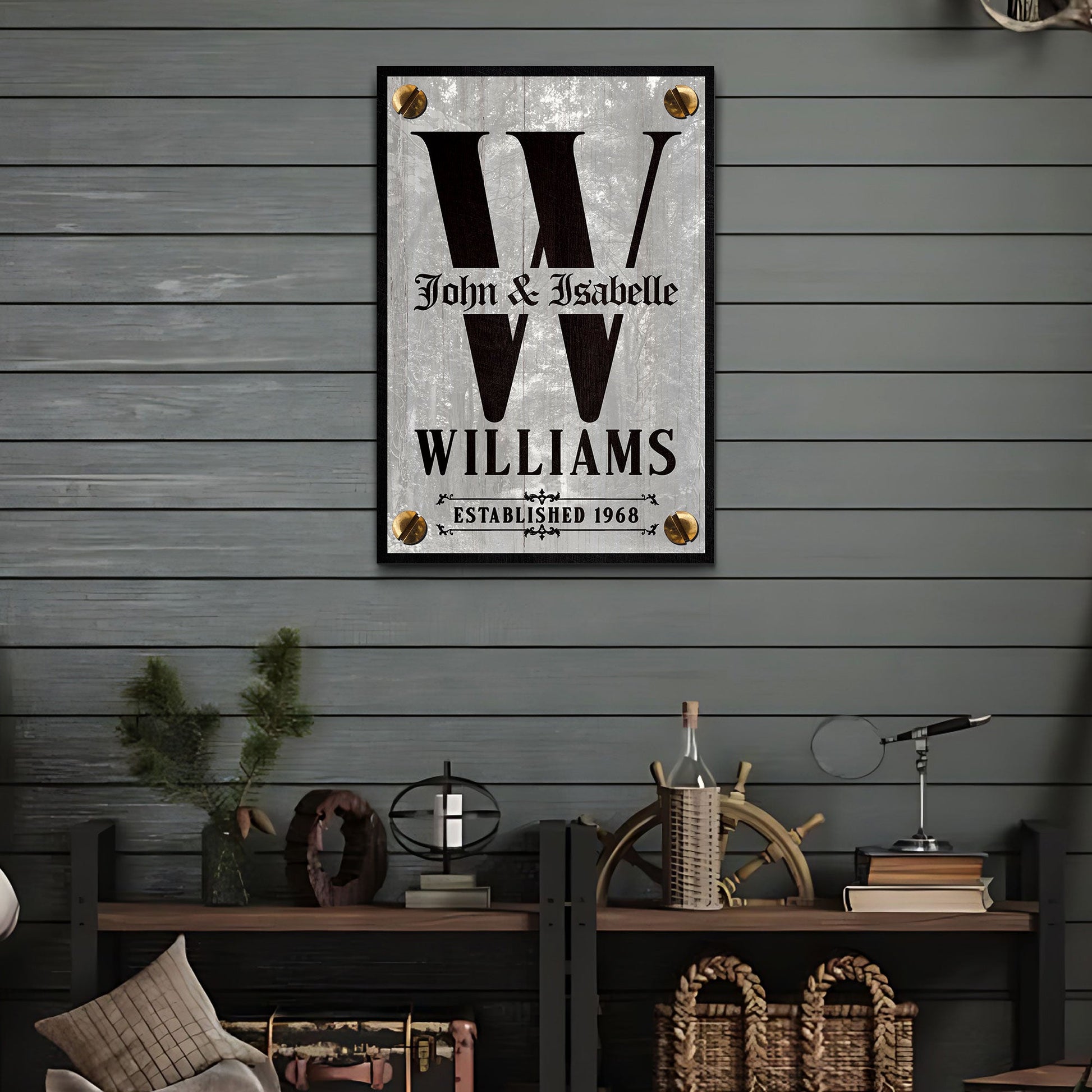 Family Name Portrait Monogram Sign III