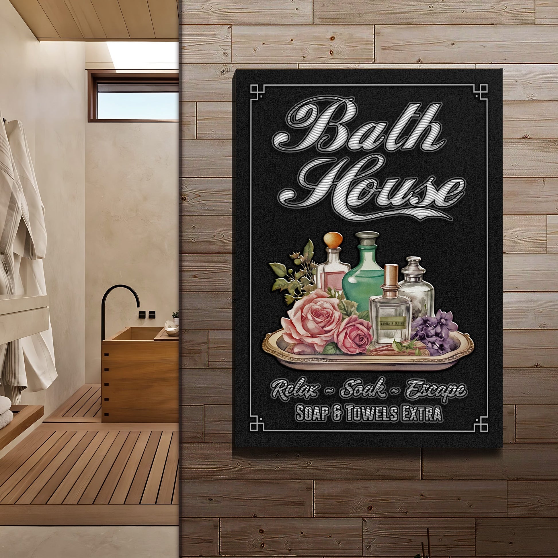Relax Soak Escape Bath House Sign