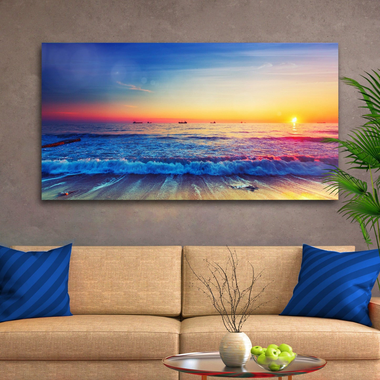 Sunrise Over The Ocean Canvas Wall Art