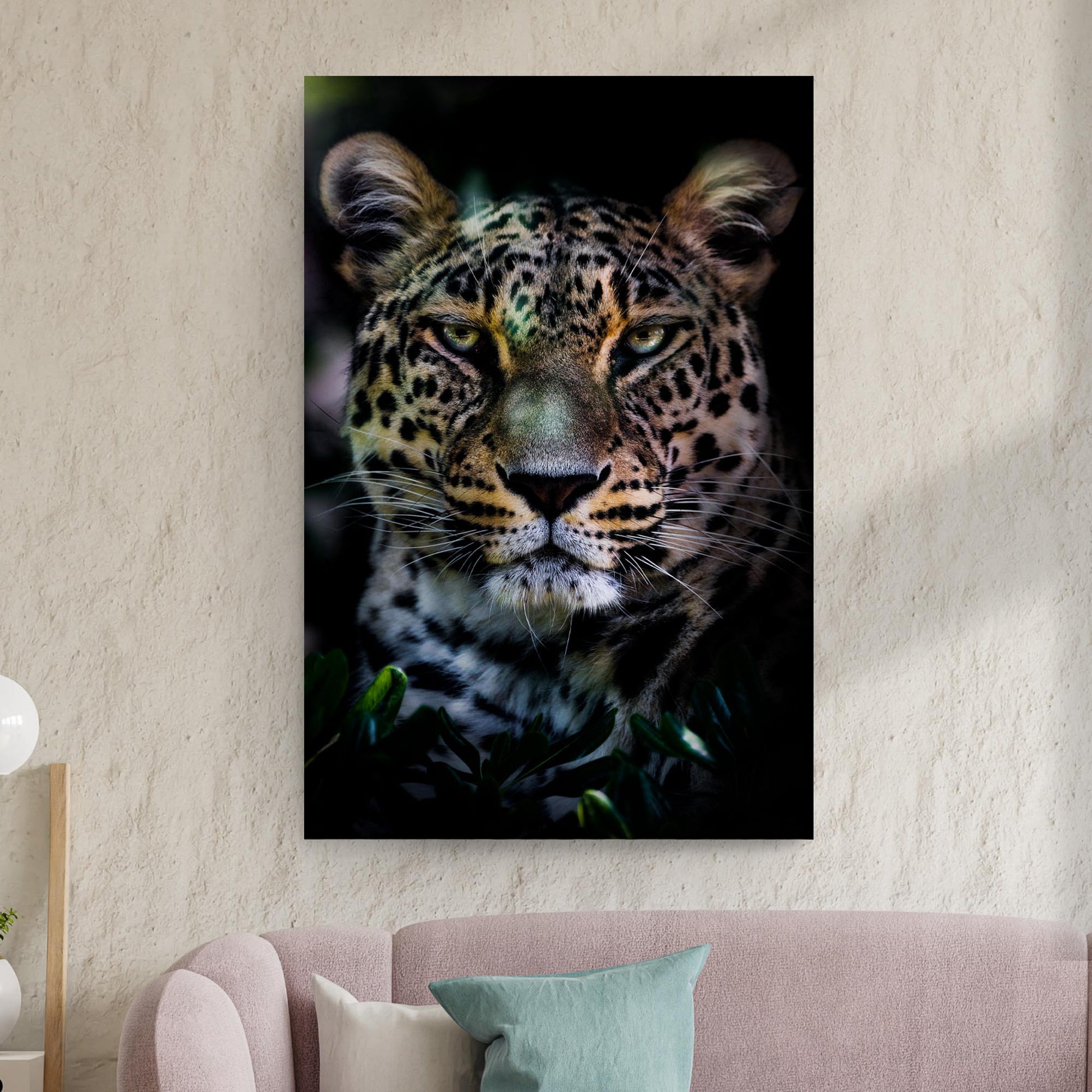 Sneaky Jungle Leopard Portrait Canvas Wall Art