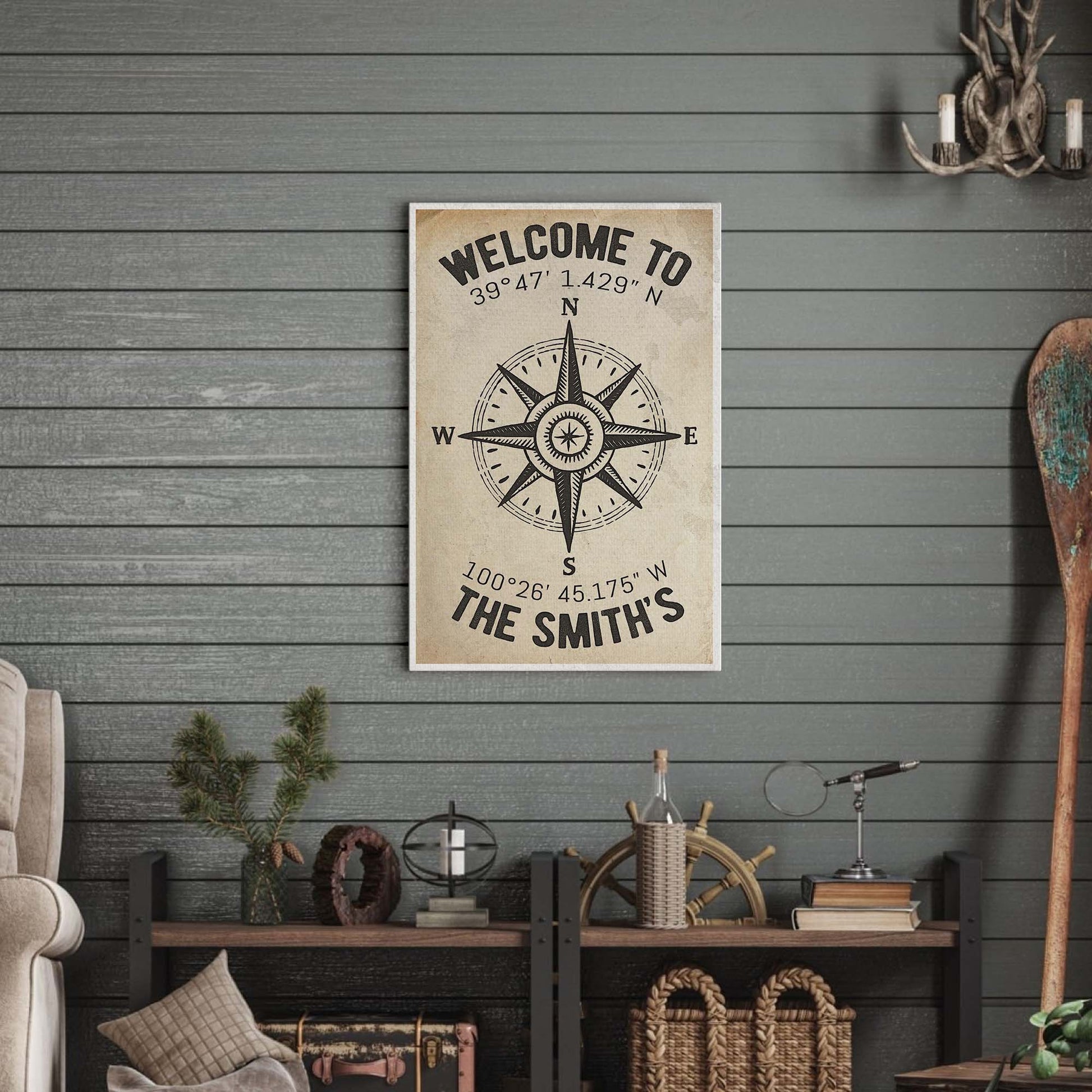 Welcome To Family Home Coordinates Sign