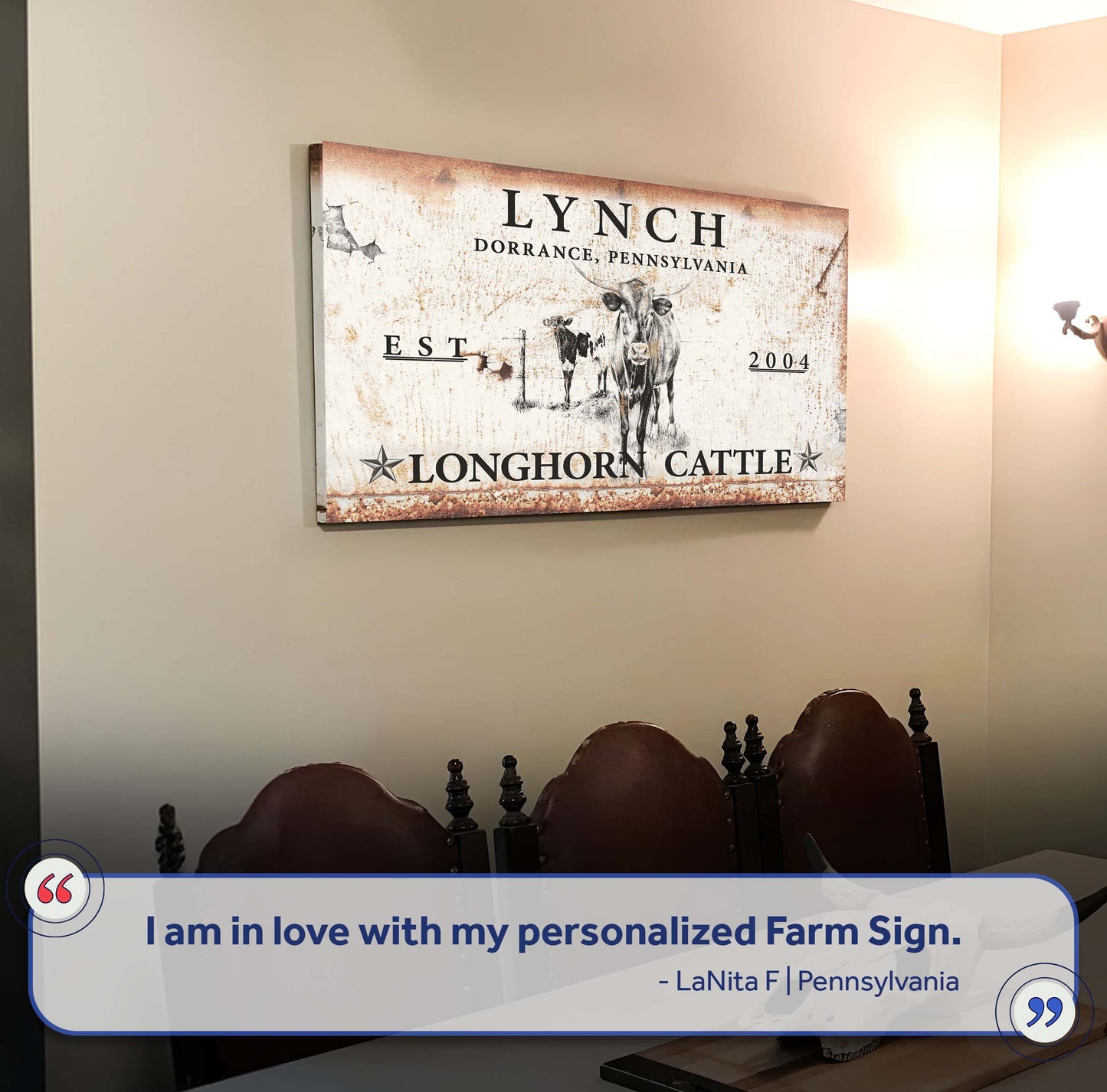 Longhorn Rustic Cattle Sign II