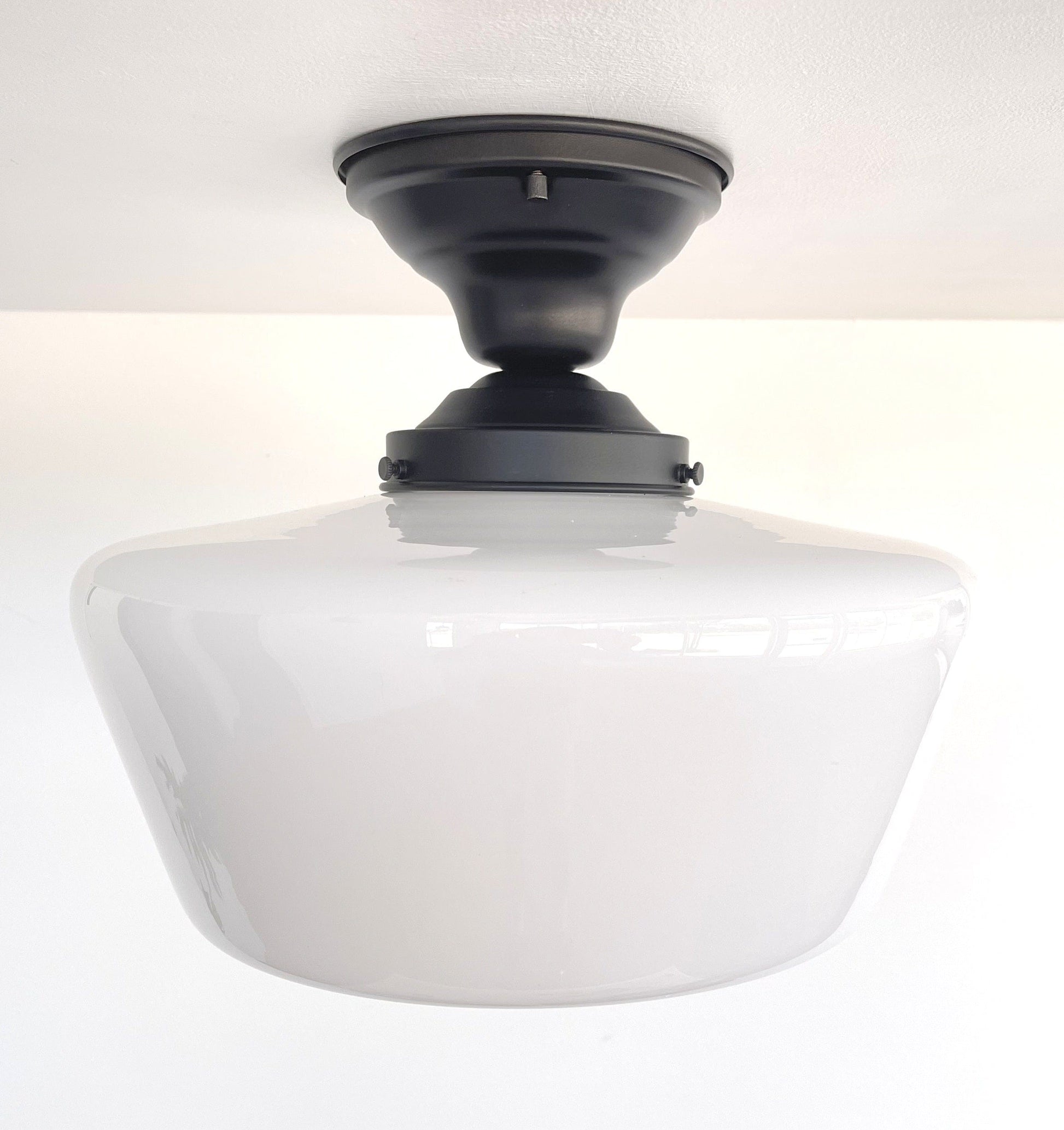 Large Urban Schoolhouse Milk Glass LIGHT Fixture
