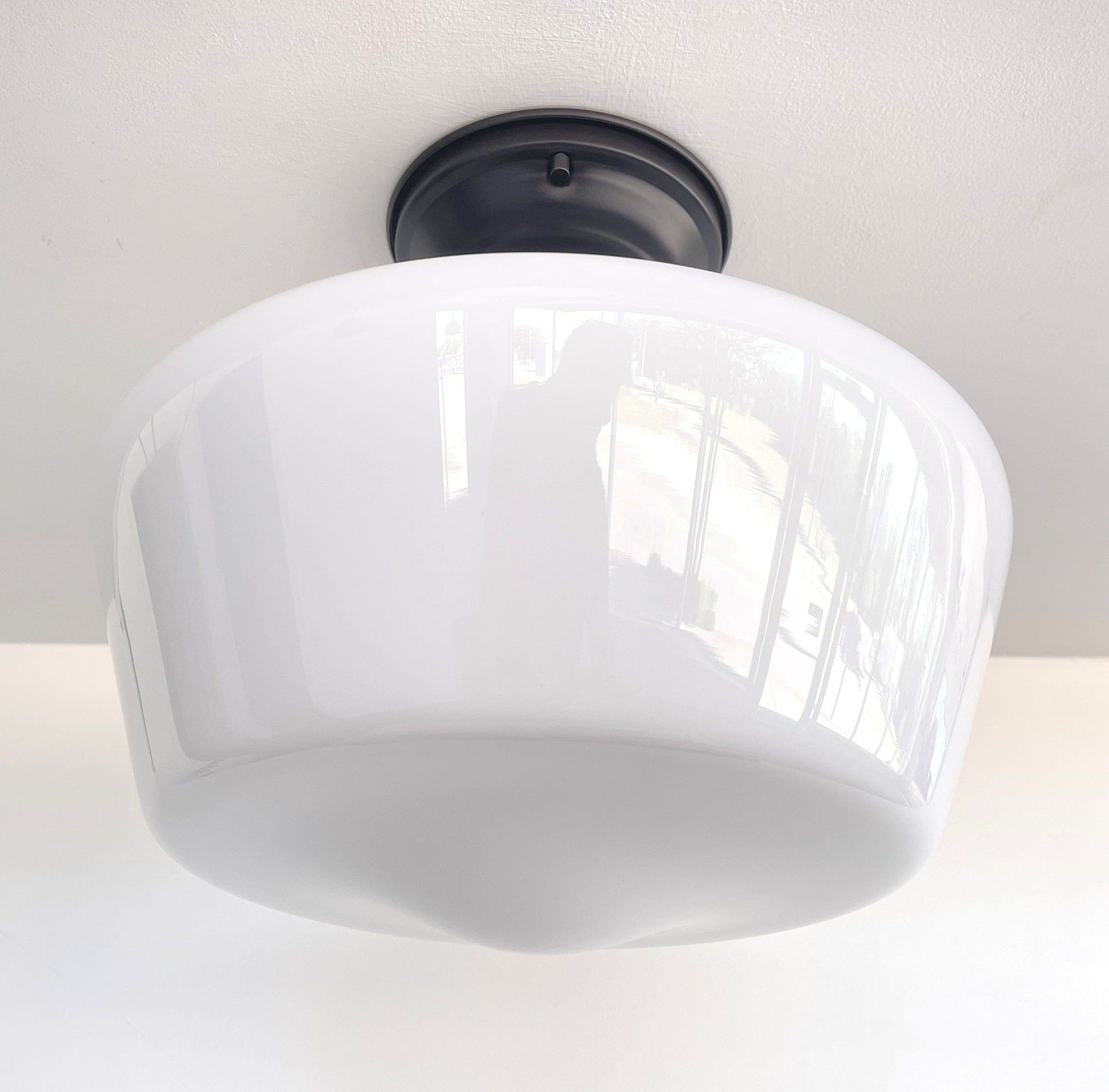 Large Urban Schoolhouse Milk Glass LIGHT Fixture