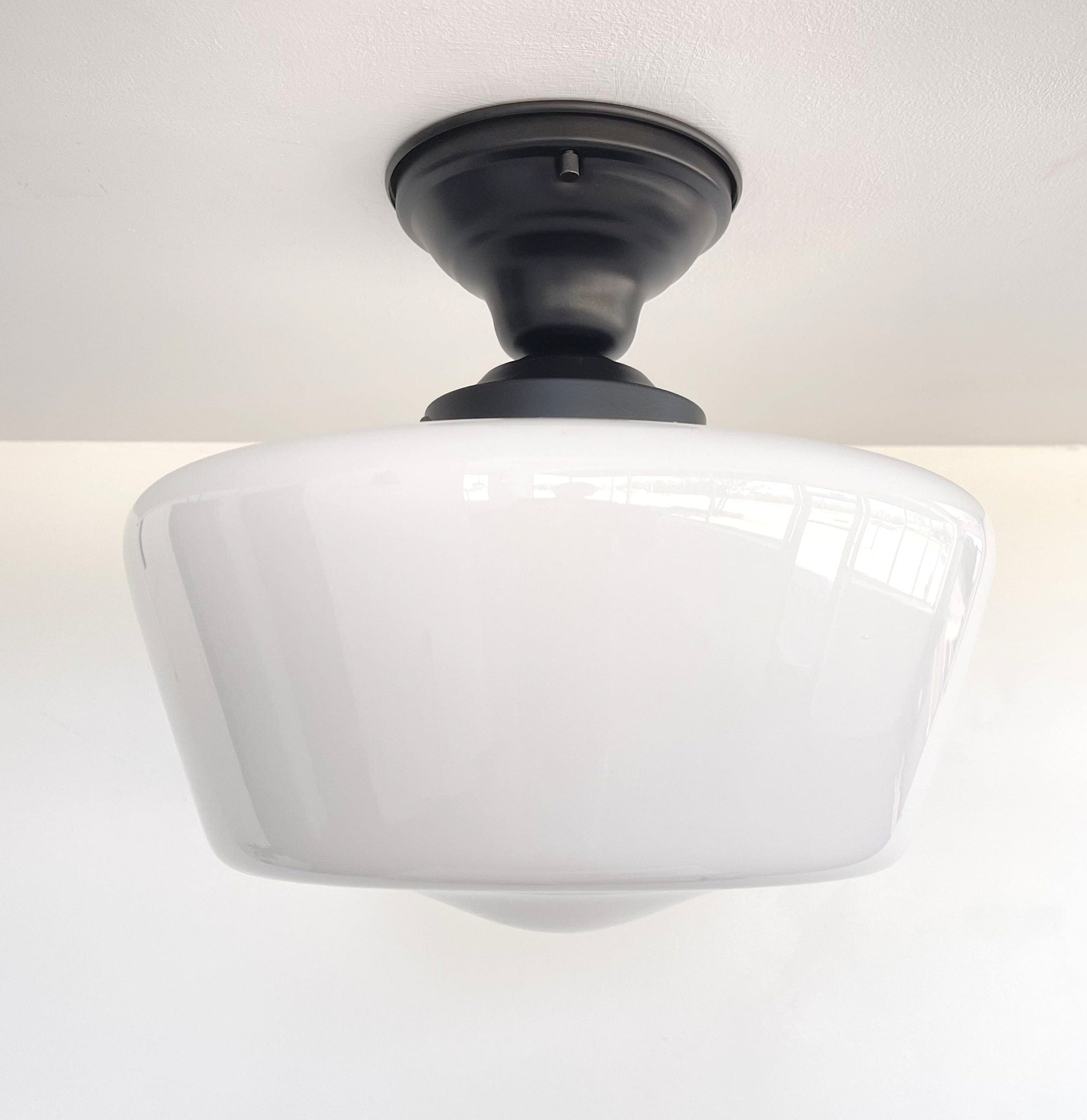 Large Urban Schoolhouse Milk Glass LIGHT Fixture