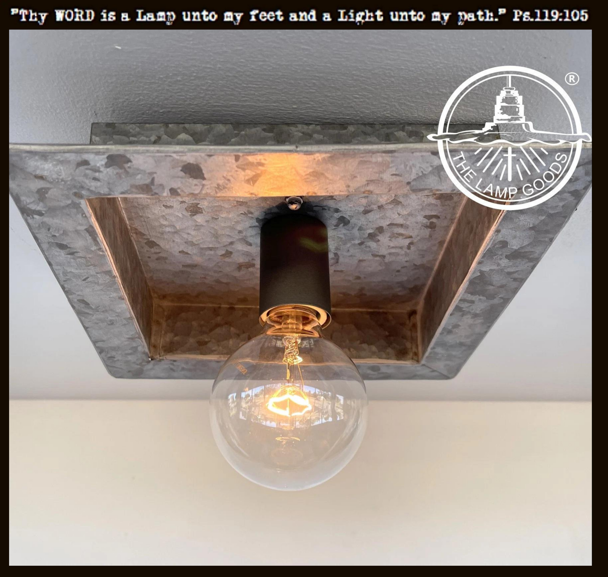 Square Galvanized Farmhouse Ceiling Light Fixture