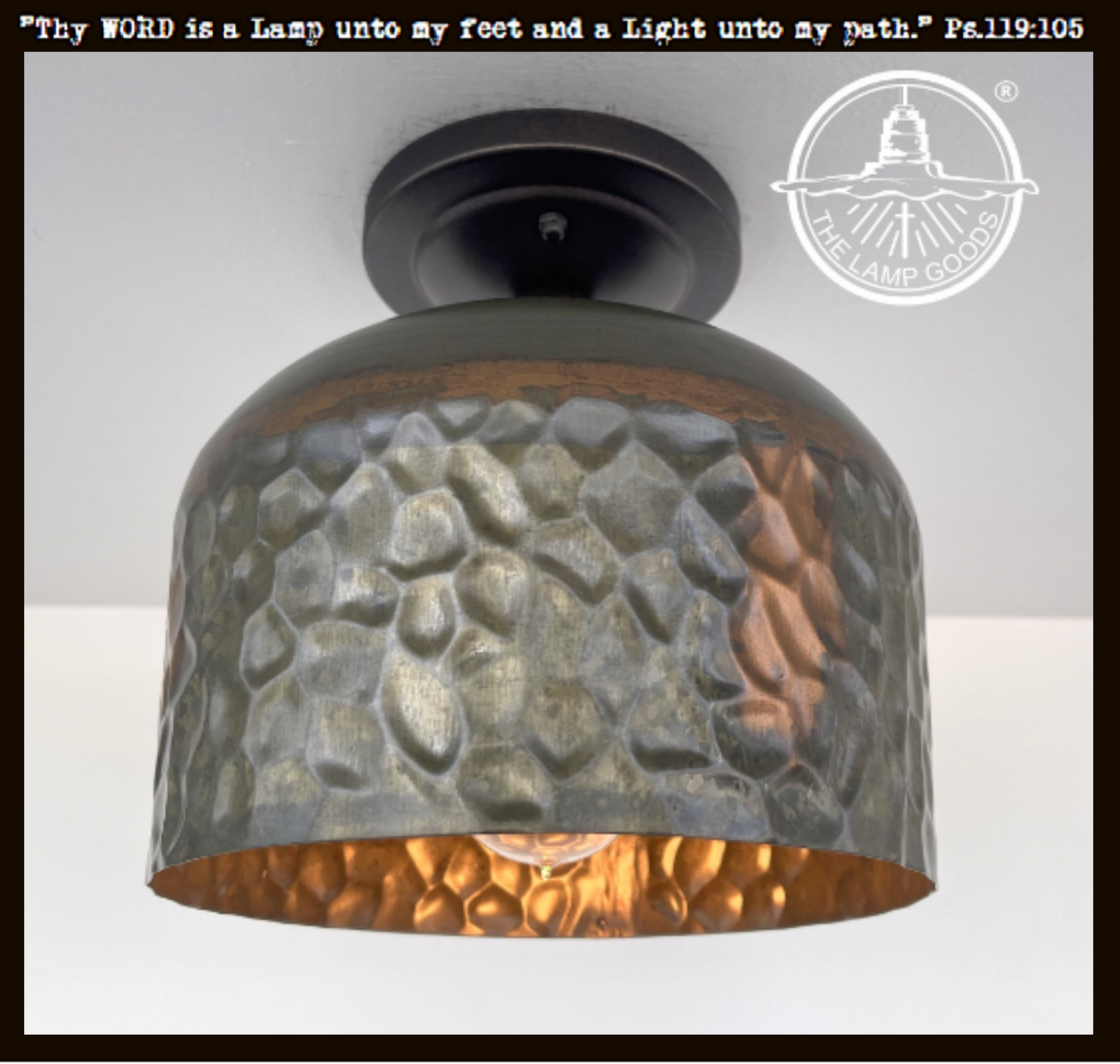Verde Green and Copper Metal Dome Ceiling Light