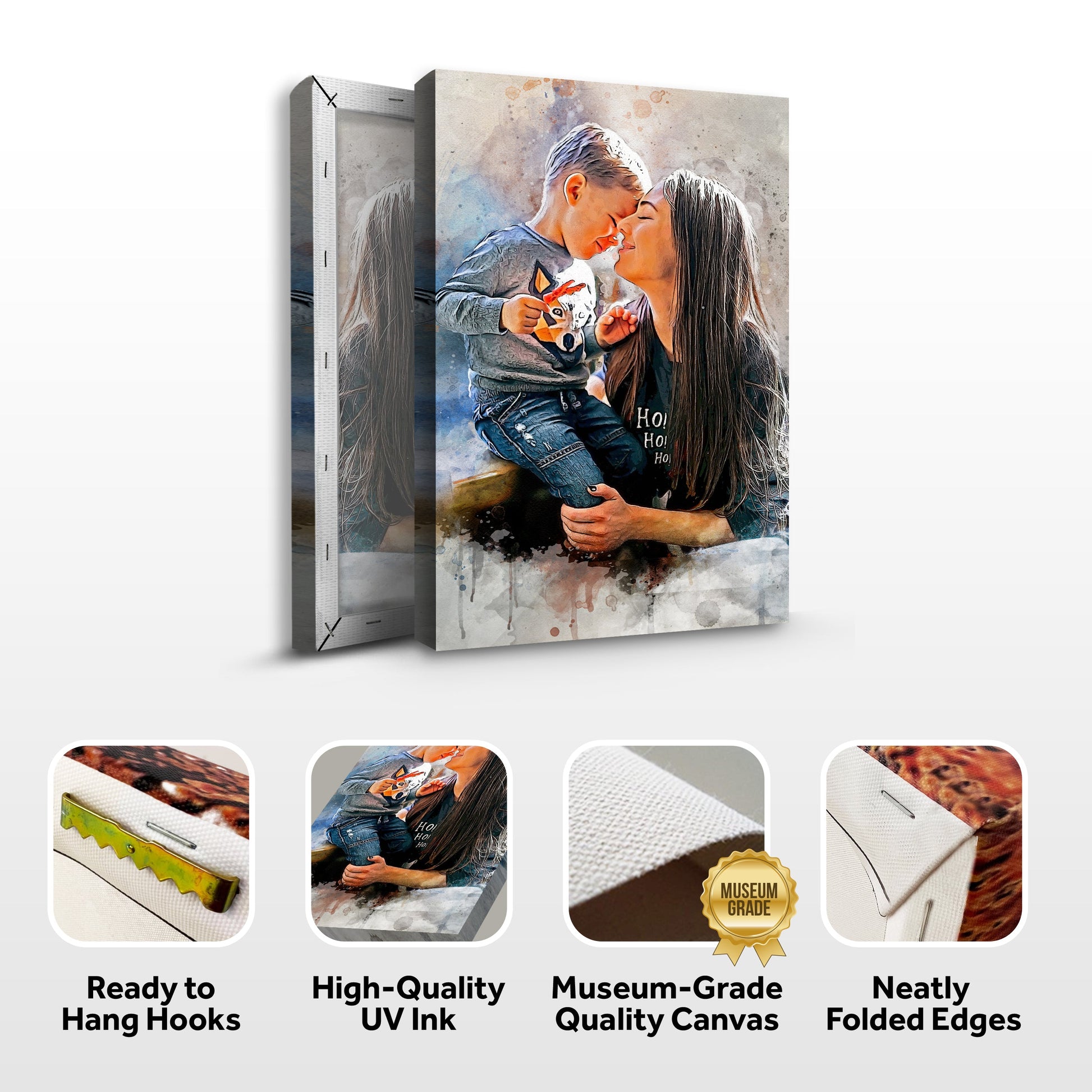 Mother And Son Watercolor Portrait Sign