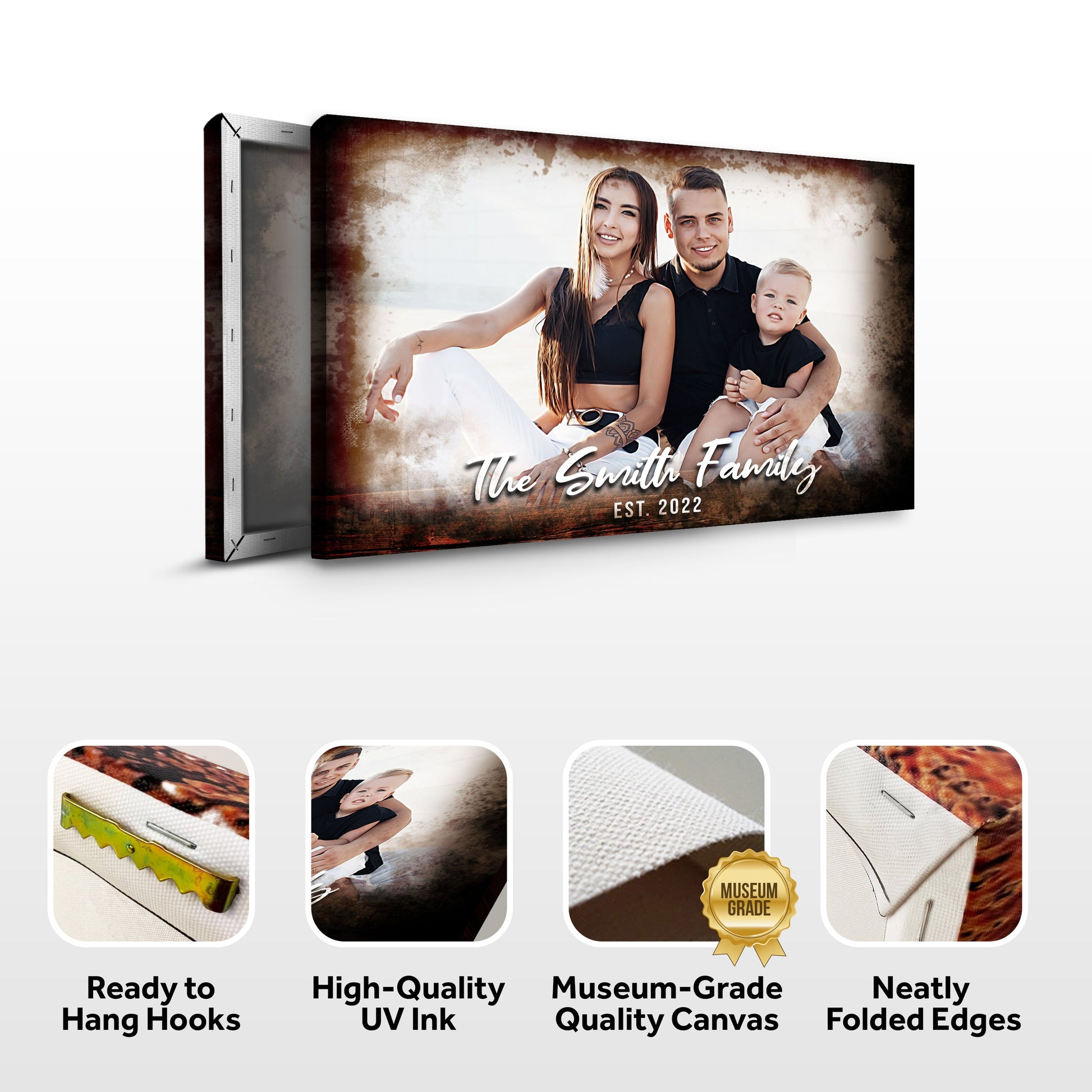 Family Portrait On Wood Sign