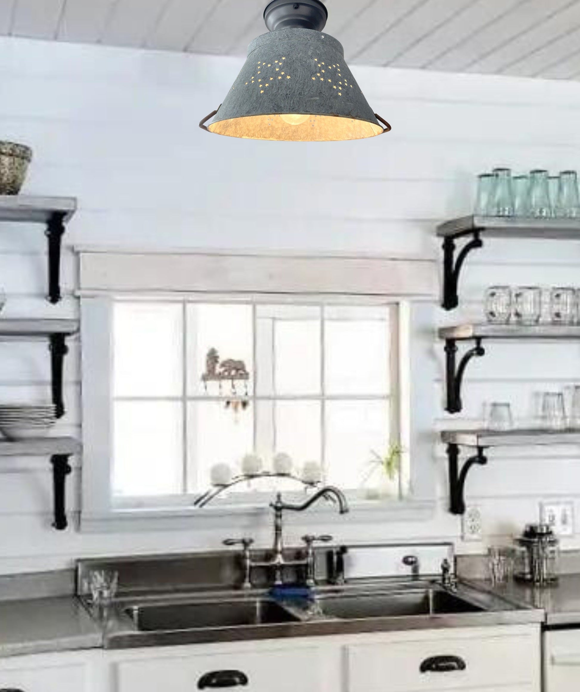 Weathered Farmhouse STAR Ceiling Light
