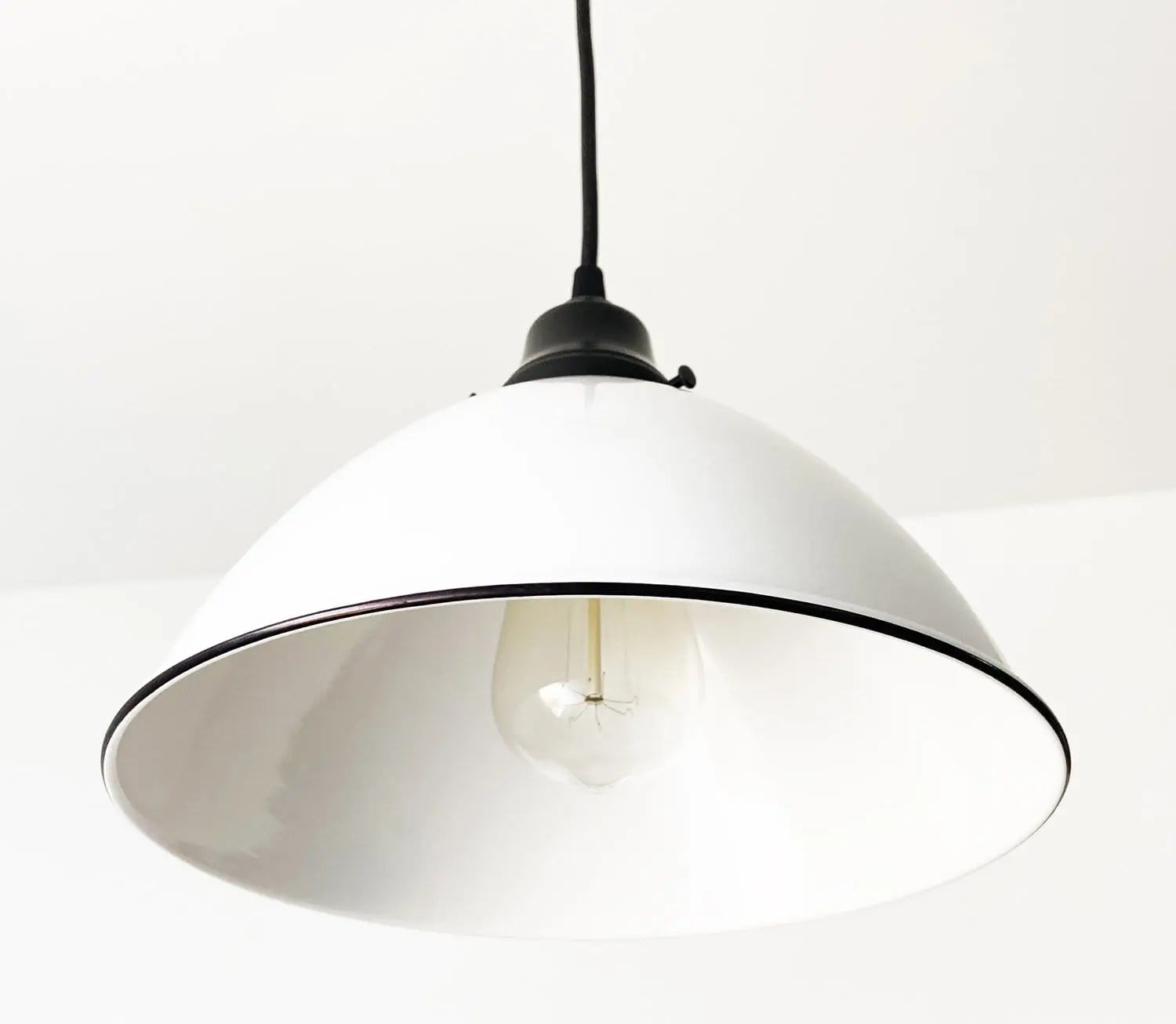 Large White Enamel Farmhouse Pendant Light