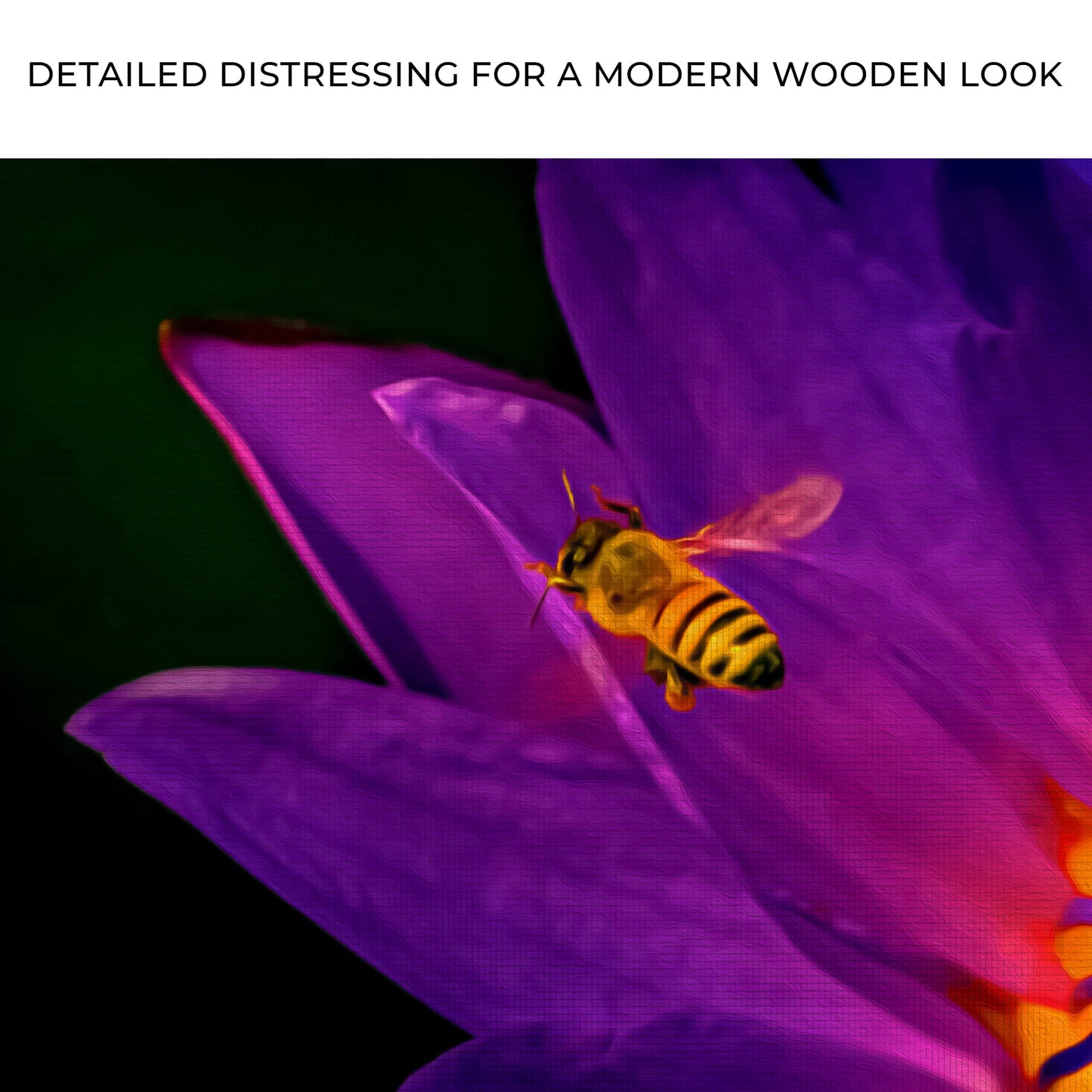 Dramatic Bee On Purple Flower Canvas Wall Art