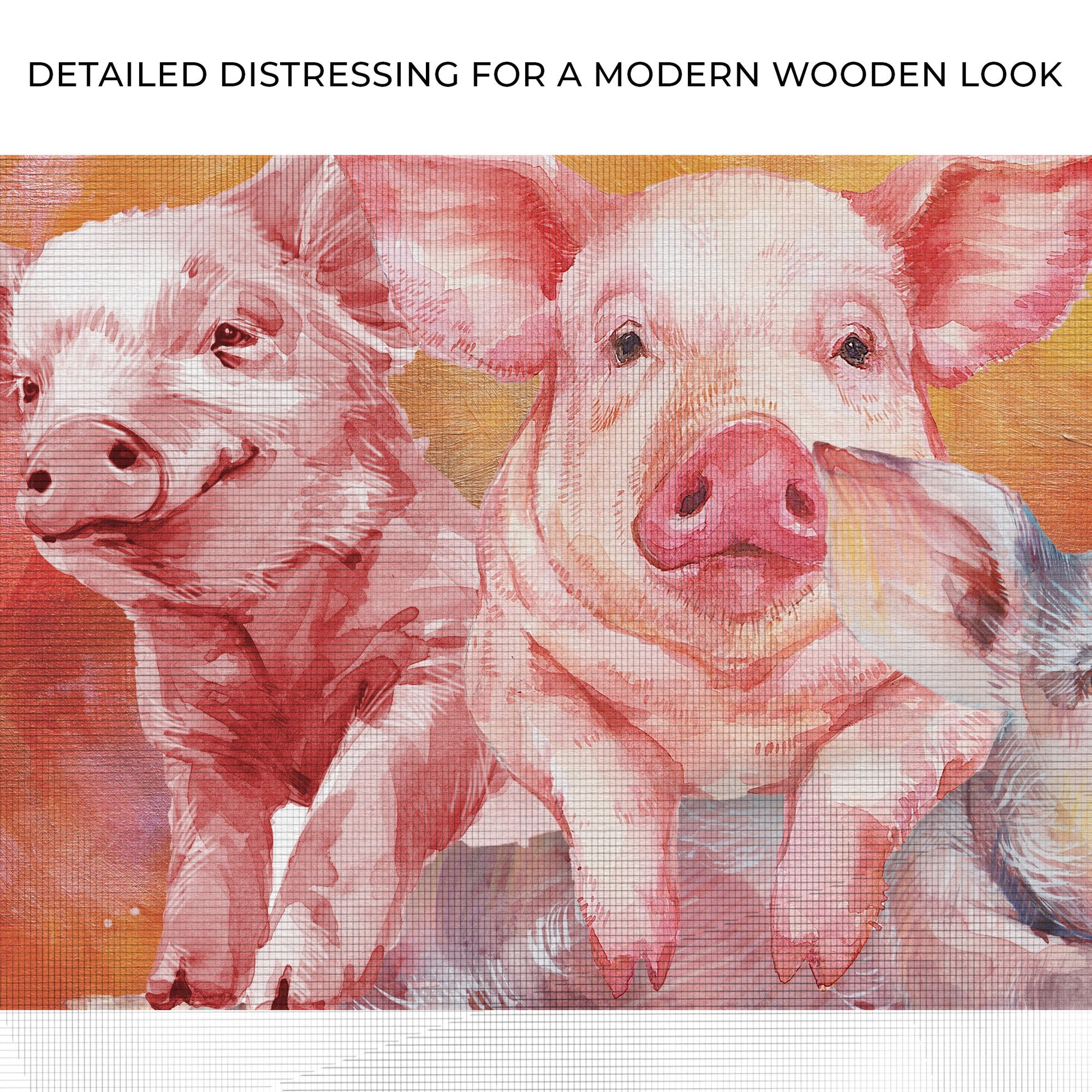 Three Baby Pigs Watercolor Canvas Wall Art