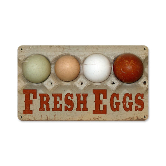 Fresh Eggs, Home and Garden, Metal Sign, 14 X 8 Inches