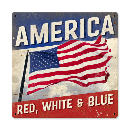 American, Home and Garden, Metal Sign, 12 X 12 Inches