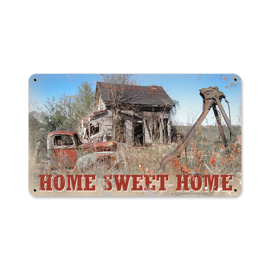 Home Sweet Home, Home and Garden, Metal Sign, 14 X 8 Inches