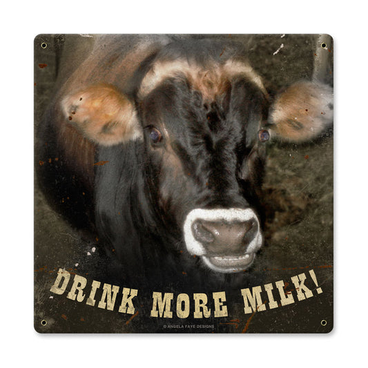 Drink More Milk, Home and Garden, Metal Sign, 12 X 12 Inches