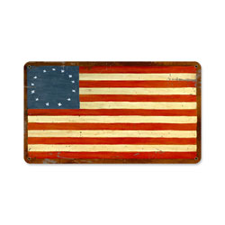 US Flags 13 Stars, Home and Garden, Metal Sign, 14 X 8 Inches