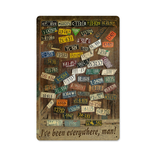 License Plates, Home and Garden, Metal Sign, 12 X 18 Inches