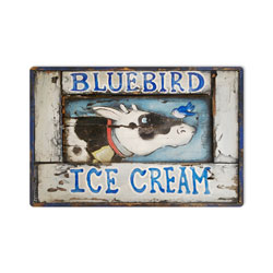 Blue Bird Ice Cream, Home and Garden, Metal Sign, 18 X 12 Inches