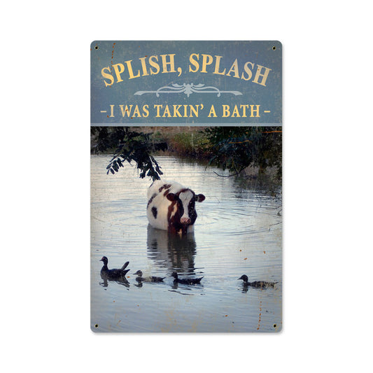 Splish Splash, Home and Garden, Metal Sign, 12 X 18 Inches