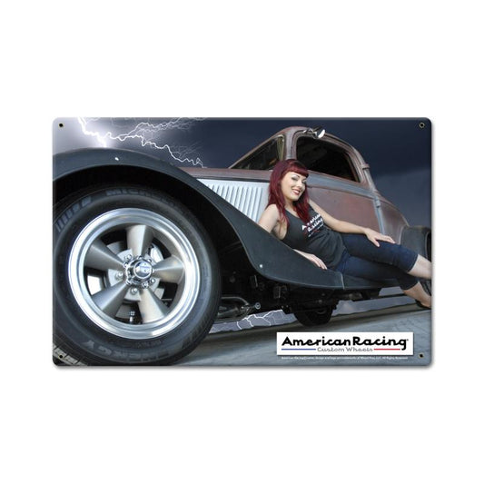 American Racing Lightening, Automotive, Metal Sign, 18 X 12 Inches