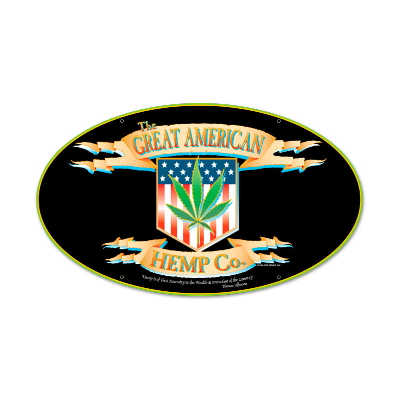 American Hemp, Humor, Oval Metal Sign, 24 X 14 Inches