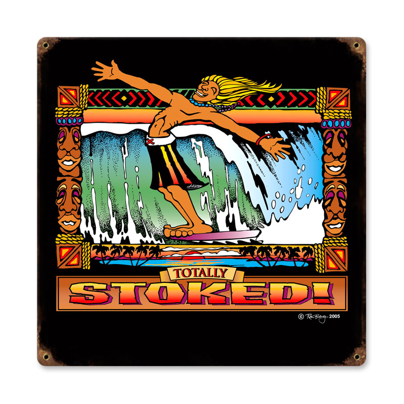 Stoked, Sports and Recreation, Vintage Metal Sign, 12 X 12 Inches