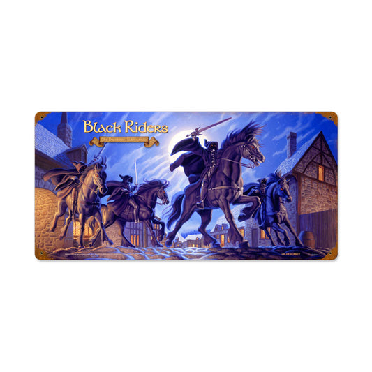 Black Riders, Fantasy, Vintage Metal Sign, 24 X 12 Inches
