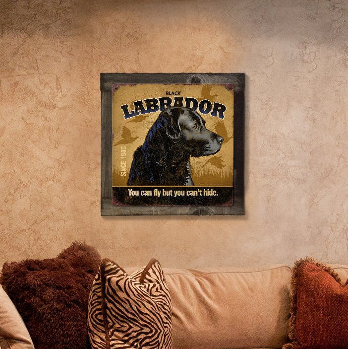 Black Lab, Duck Hunting, Dog, METAL Sign, Optional Reclaimed BarnWood Frame, American Steel, Wall Decor, Wall Art