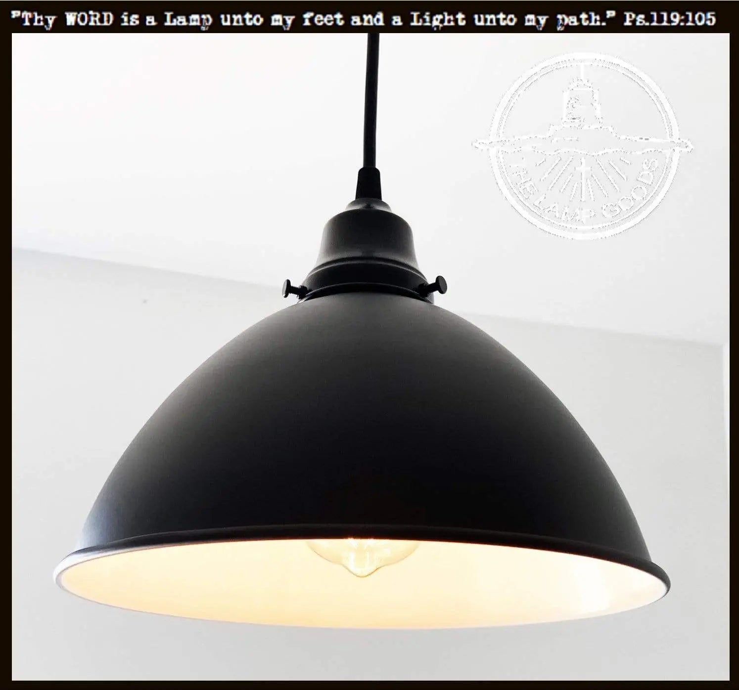 Large Black Enamel Farmhouse Pendant Light