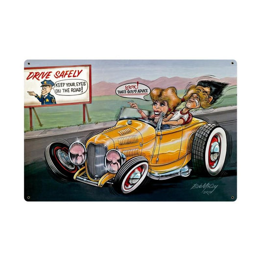 Drive Safely, Automotive, Vintage Metal Sign, 36 X 24 Inches