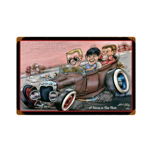 Rat Rod Tribute, Automotive, Vintage Metal Sign, 18 X 12 Inches