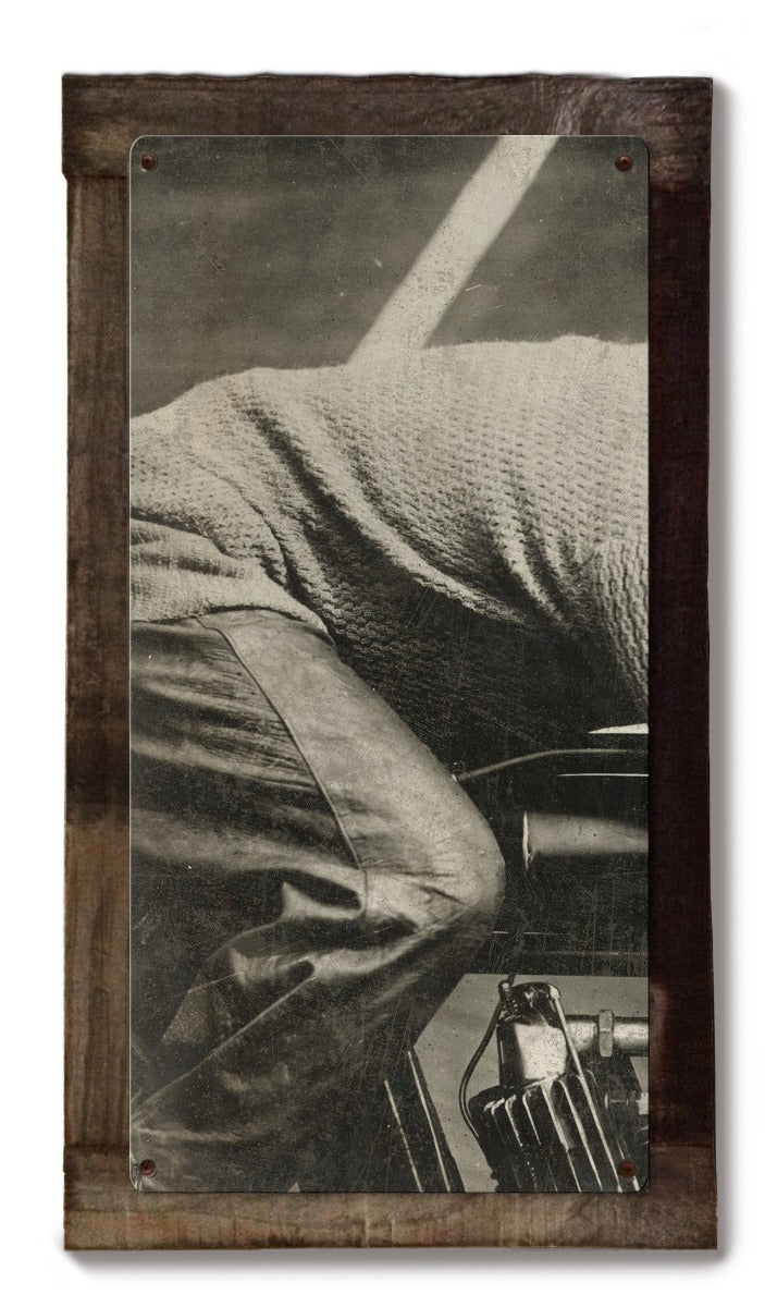 Board Track Racer, Vintage Motorcycle, METAL, Triptych, 3 Panel, On American Steel, Optional Barn Wood Frame, Wall Decor, Wall Art, 54"x36"