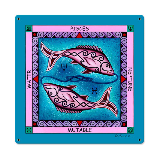 Pisces, Home and Garden, Metal Sign, 18 X 18 Inches