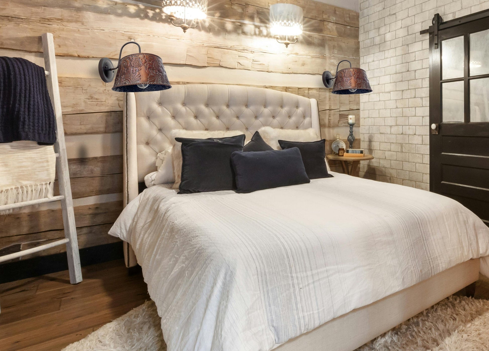 Bronze Copper Embossed Wall Sconce Light Fixture