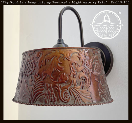 Bronze Copper Embossed Wall Sconce Light Fixture