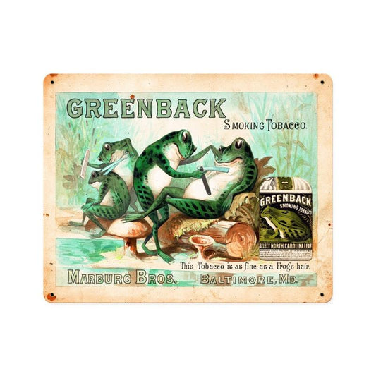 GREENBACK, Nostalgic, Vintage Metal Sign, 15 X 12 Inches
