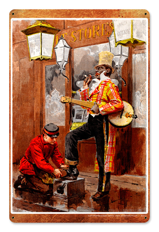 Banjo Shoeshine, Nostalgic, Plasma, 12 X 18 Inches
