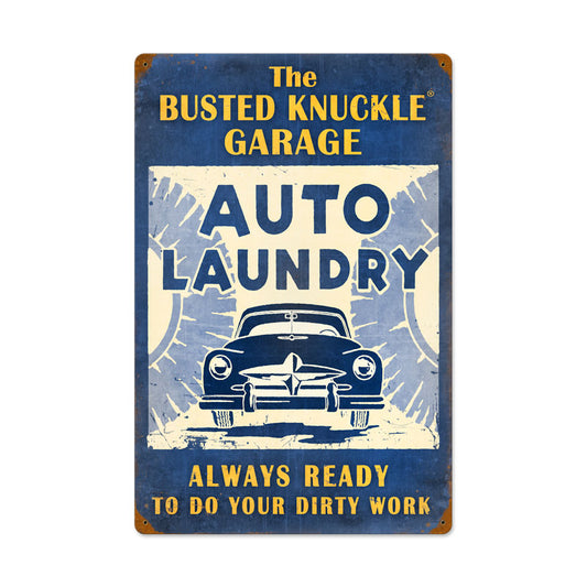 Auto Laundry, Automotive, Vintage Metal Sign, 16 X 24 Inches
