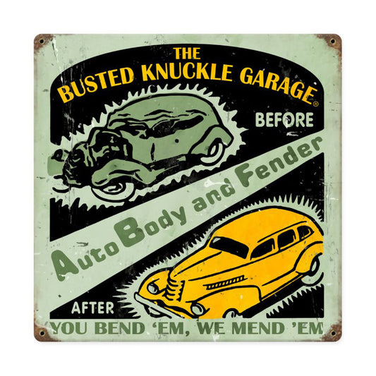Auto Body Shop, Automotive, Vintage Metal Sign, 12 X 12 Inches