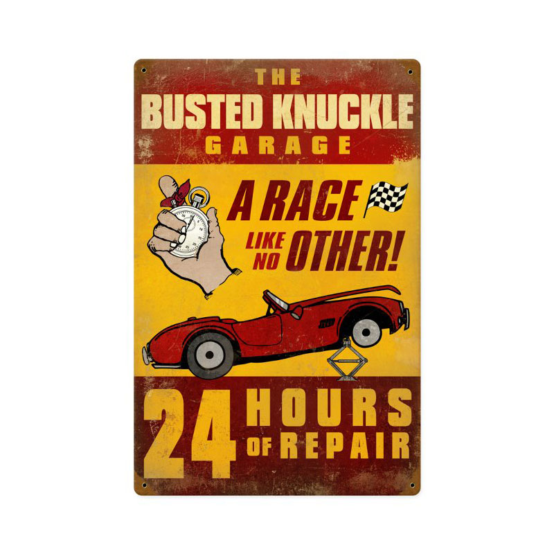 24 Hour Repair, Automotive, Vintage Metal Sign, 12 X 18 Inches