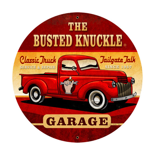 Old Truck, Automotive, Round Metal Sign, 28 X 28 Inches
